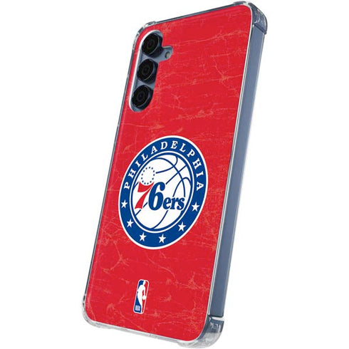 NBA Philadelphia 76ers Distressed Galaxy S24 Clear Case